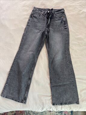 H&M High-Rise Wide Leg Jeans - Washed Black